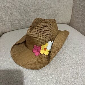 Baby Girls Cowboy Hat Hat with Floral Accents